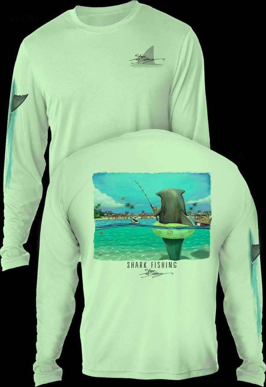 "Shark Fishing" Men's Extreme Wick Long Sleeve Performance Shirt ᴜᴘꜰ-ᴛᴇᴇ